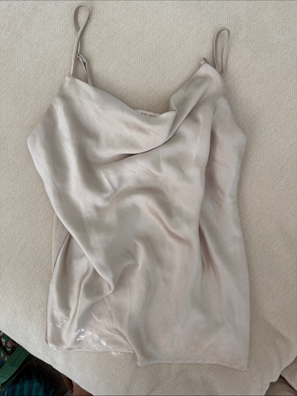 Skies Are Blue Satin Cowl Cami in Light Champagne